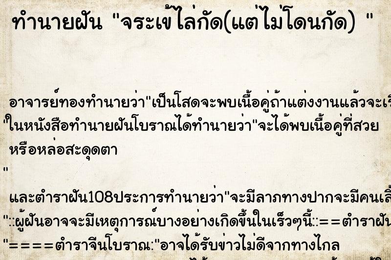 ทำนายฝัน จระเข้ไล่กัด(แต่ไม่โดนกัด) 